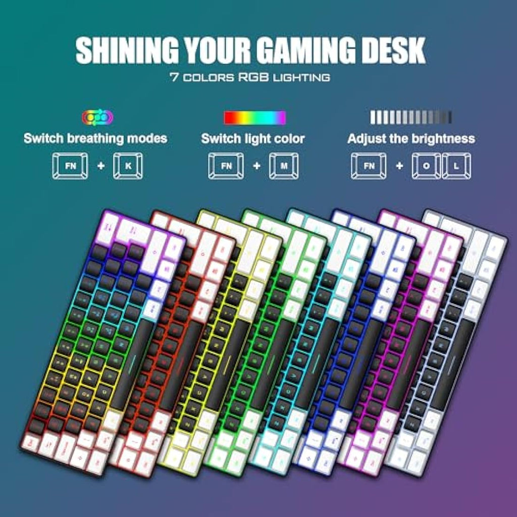 RedThunder 60% RGB Gaming Keyboard and Mouse Combo – UK Layout, Black-White