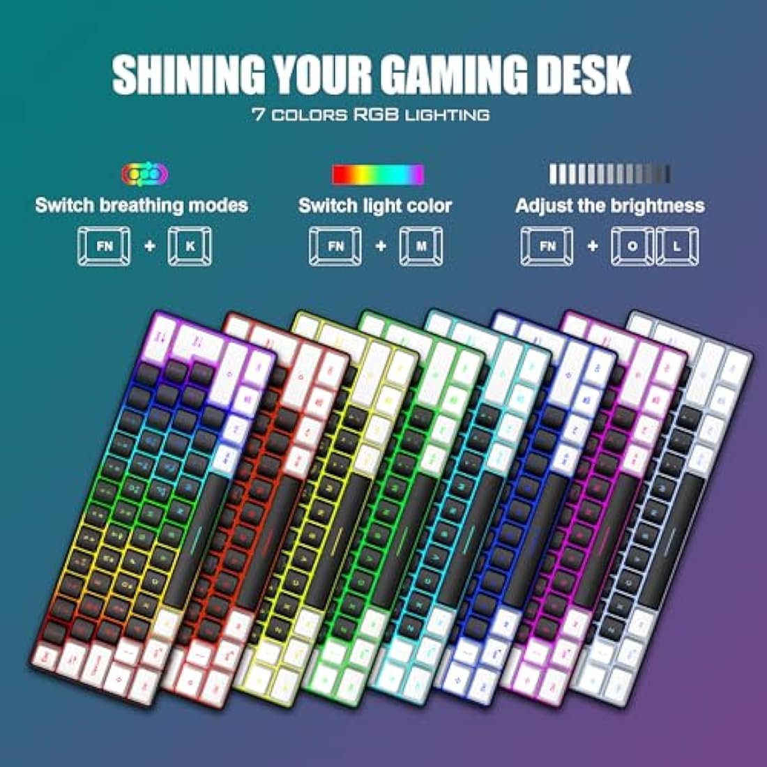 RedThunder 60% RGB Gaming Keyboard and Mouse Combo – UK Layout, Black-White