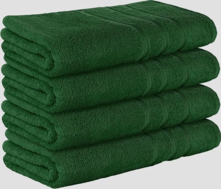 4-Pack Cotton Bath Towels – Soft Quick Dry Hunter Green