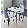 Hallowood Cullompton White Marble Dining Table and 2 Grey Fabric Chairs