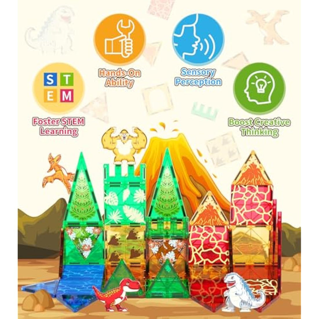 Dinosaur Magnetic Tiles – STEM Montessori Construction Set