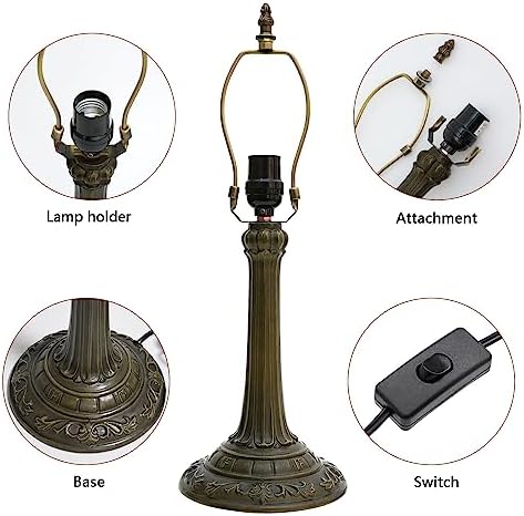 Blivuself Tiffany Table Lamp | 12" Green Stained Glass Antique Desk Light