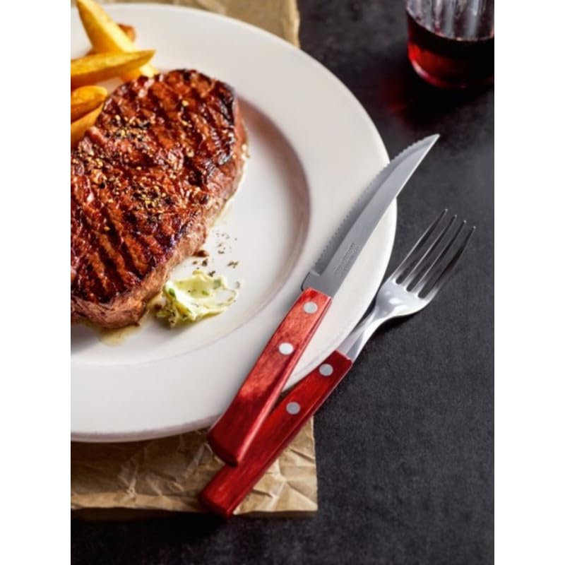 Tramontina 12-Piece Barbecue Steak Knife and Fork Set – Red Polywood