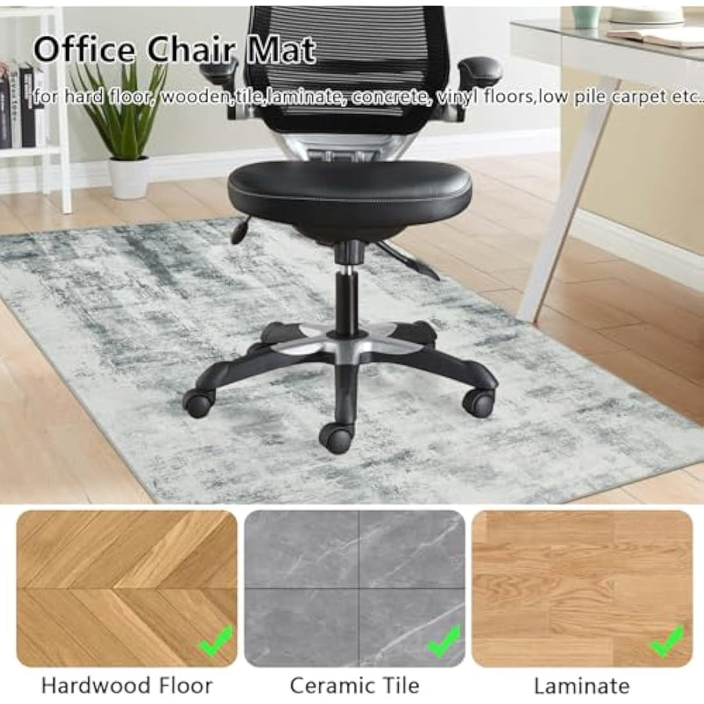 Office Chair Mat for Hardwood Floor | 120x150cm Grey Rubber