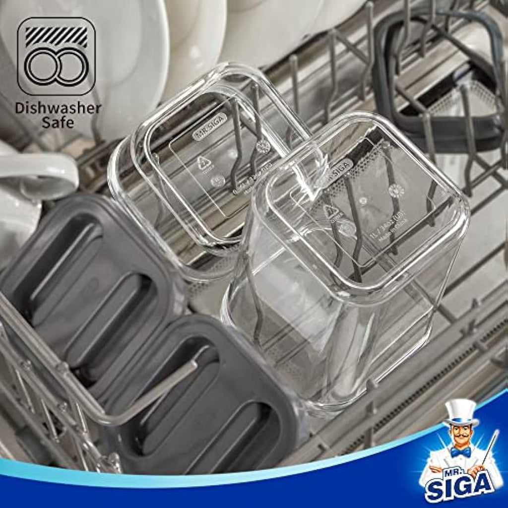 MR.SIGA Airtight Food Storage Containers - 4 Pack Stackable BPA Free Gray