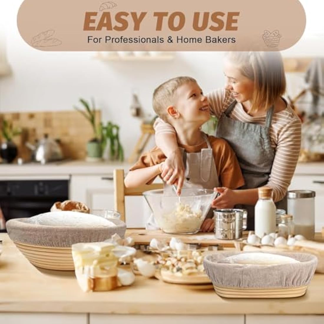 Sourdough Bread Proofing Basket Set | 2-Piece Rattan Kit
