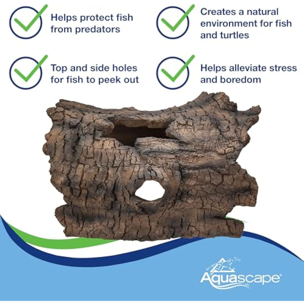 Aquascape Koi Predator Control Faux Log Fish Cave – Heavy-Duty Poly-Resin