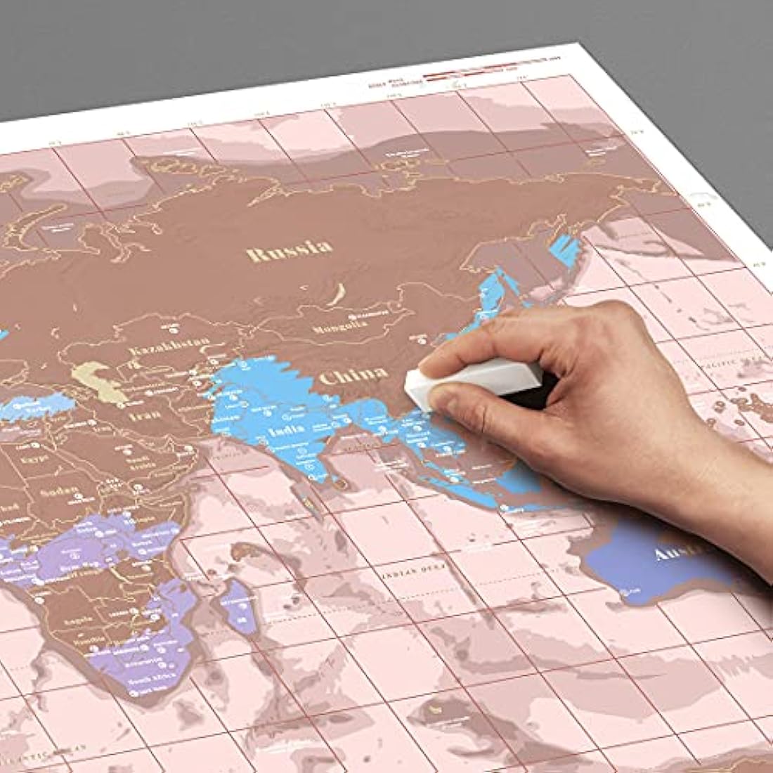 Luckies of London Rose Gold World Scratch Map – UK Made Travel Decor
