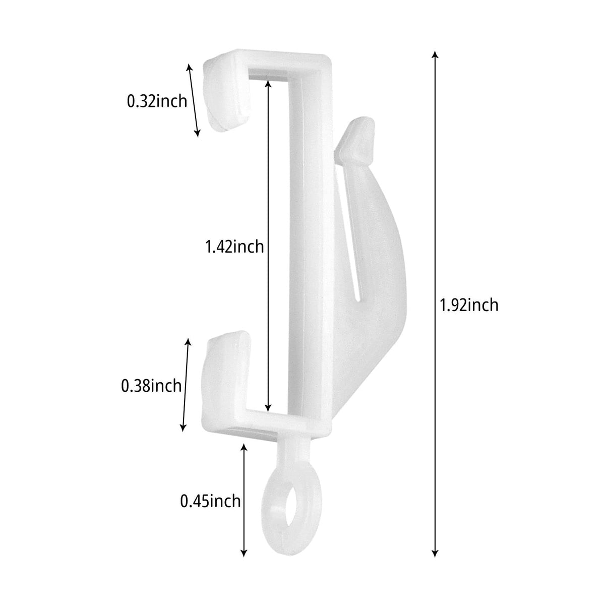 25 Pcs Curtain Hooks, White Plastic Curtain Track Hooks, Rail Gliders Sliding Hook for Shower Curtains, Track Window, Door White 25Pcs