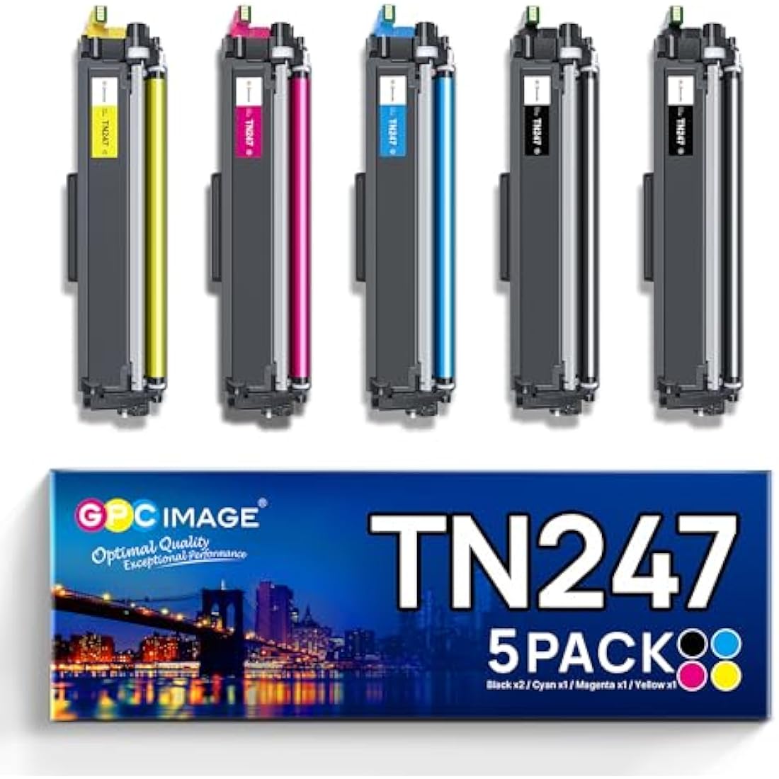 GPC Image TN247 Toner Cartridges for Brother L3210CW L3550CDW | 5-Pack