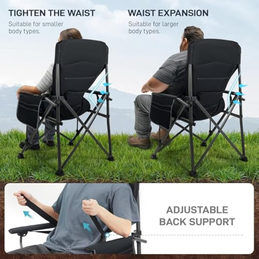 EVER ADVANCED Oversized Heavy Duty Camping Chair with Lumbar Support