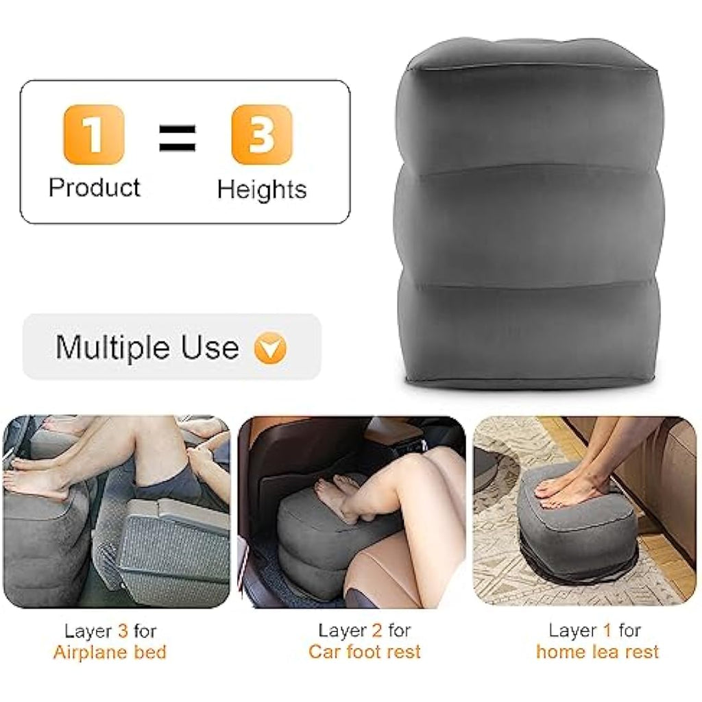 Maliton Inflatable Airplane Footrest | Adjustable Travel Pillow, 2 Pack