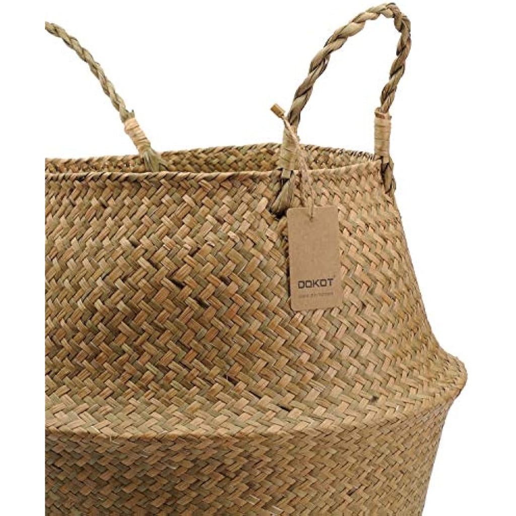 DOKOT Natural Seagrass Belly Basket – Large Handmade Woven Storage