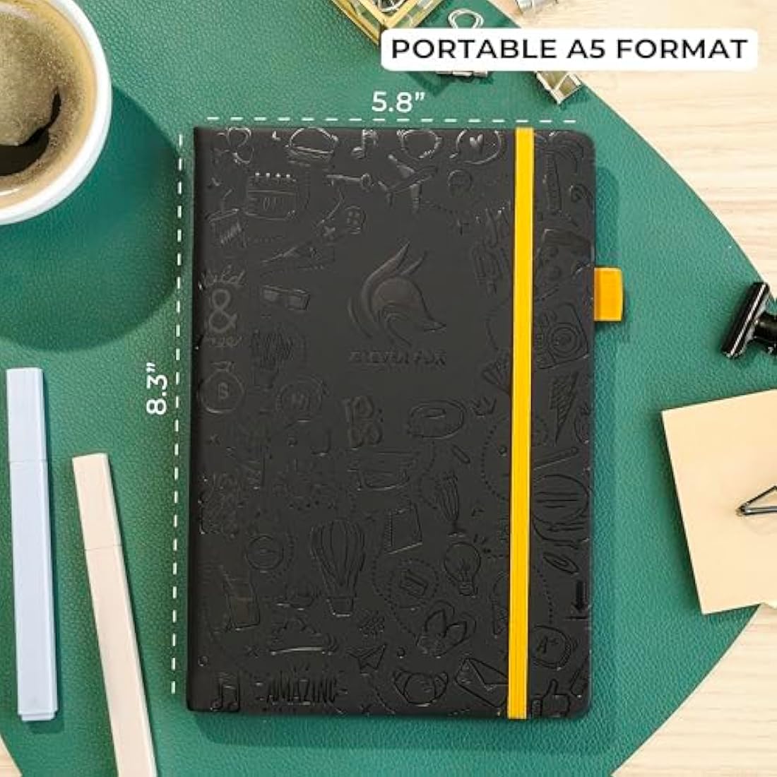 Clever Fox Dotted Journal 2.0 – A5 Dot Grid Notebook, 120 GSM, Black