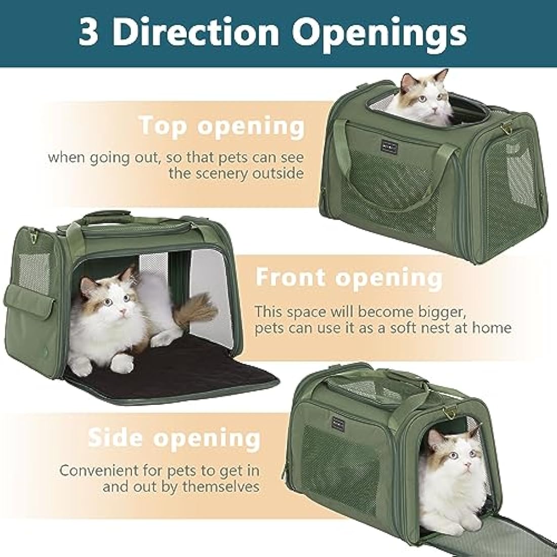 Petsfit Soft Sided Dog Carrier | Large Oxford Fabric Pet Travel Bag, Olive