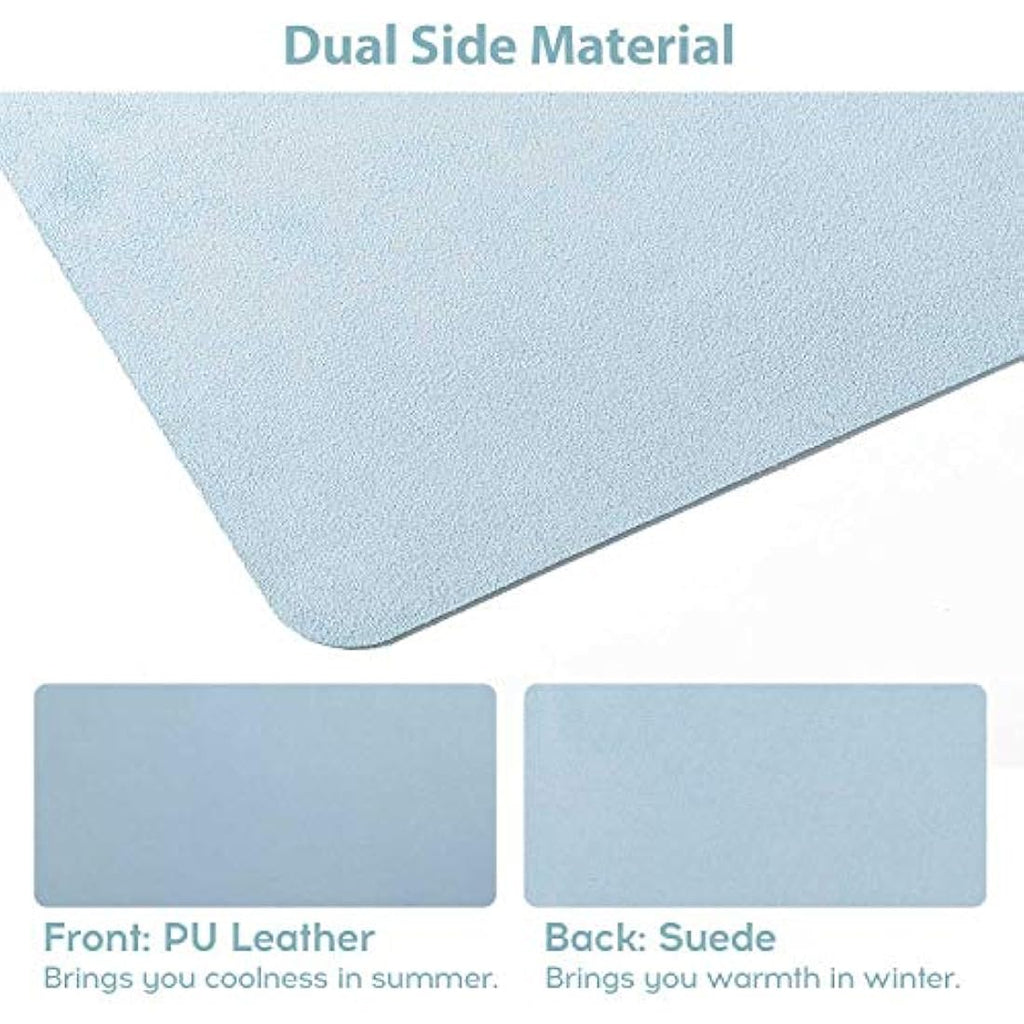 DOBAOJIA Large Desk Pad | Waterproof PU Leather Mouse Mat - Grayish Blue