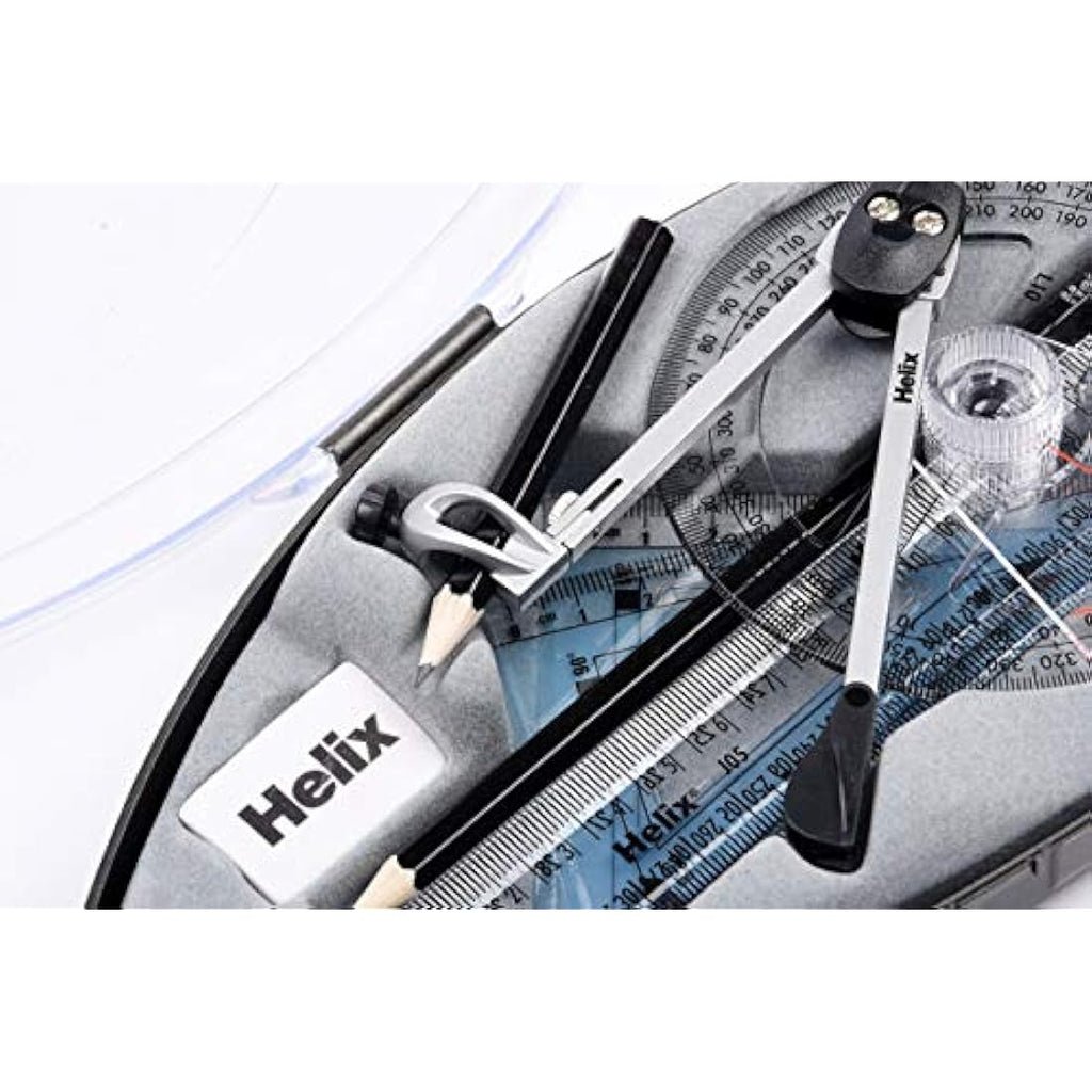 Helix Oracle Maths Set – 9 Piece Geometry Kit with Folding Ruler