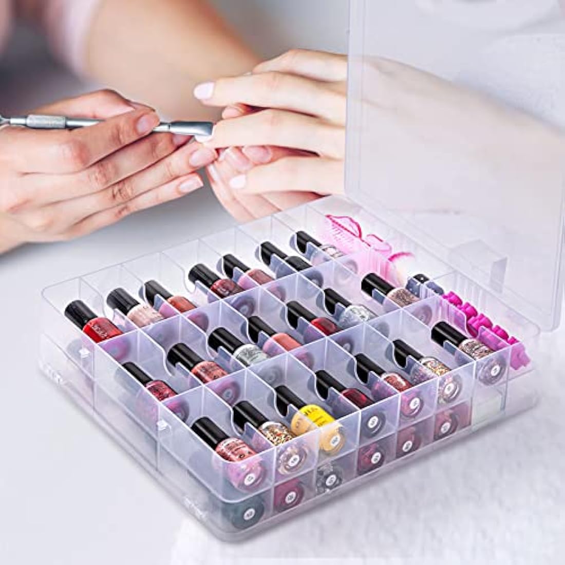 DreamGenius Nail Polish Organizer | 48 Bottle Clear Storage Case