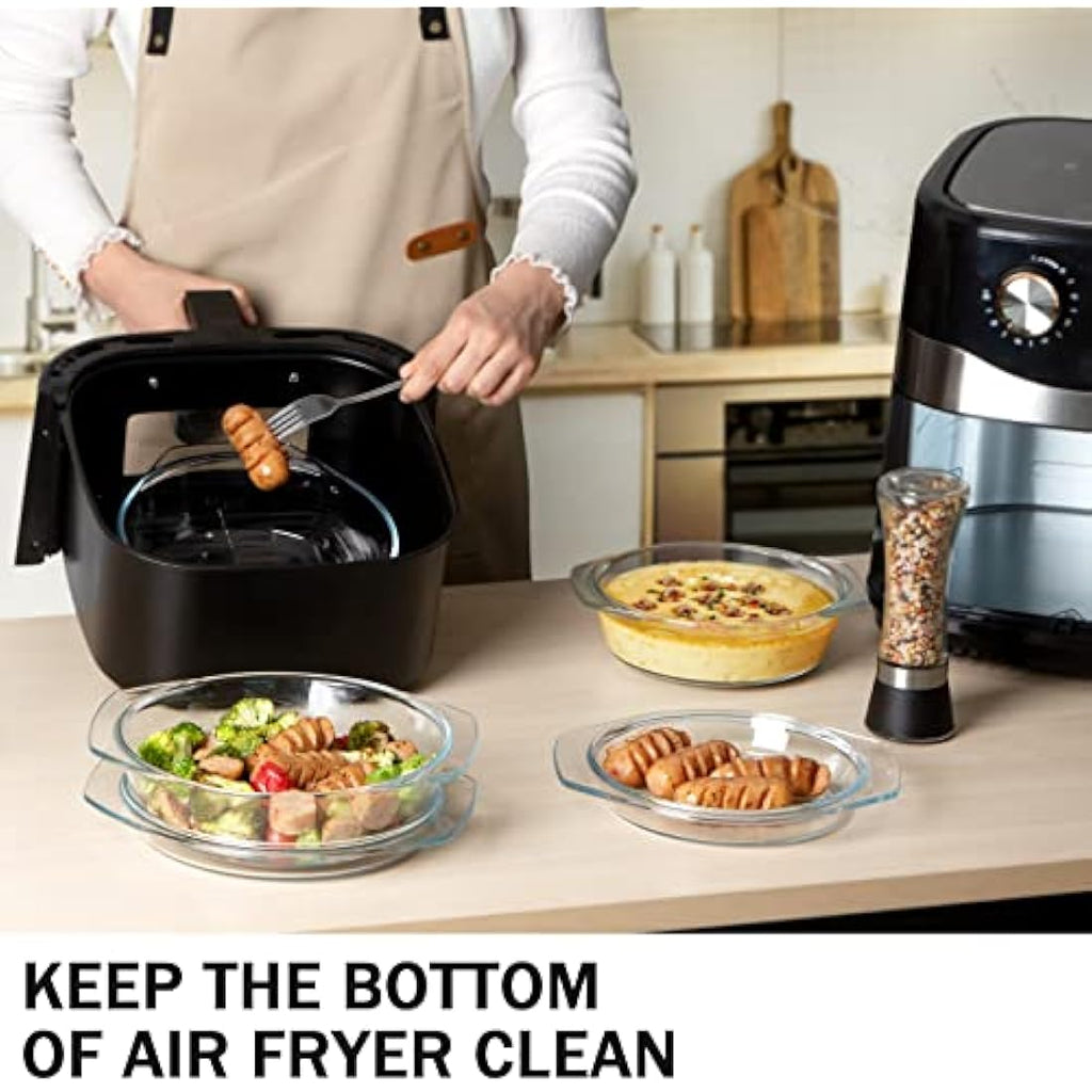 NUTRIUPS Tempered Glass Casserole Dish Set with Lids – 3 Piece Stackable
