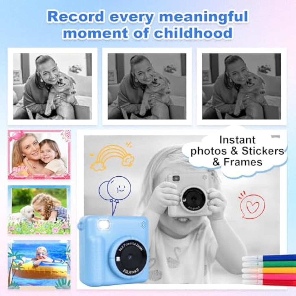 NICEWIN Kids Instant Print Camera - 1080P HD Digital Toy with 32GB Card