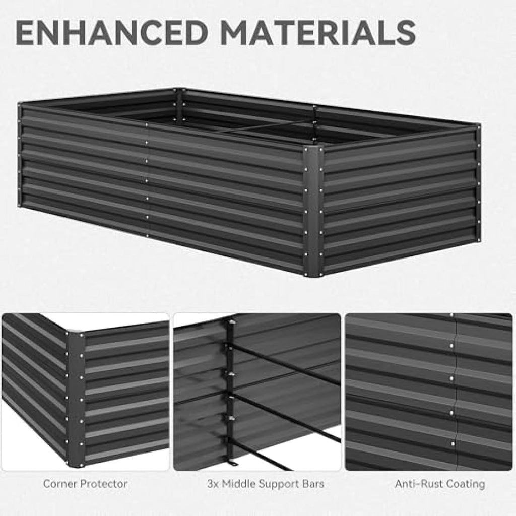 YITAHOME 240x120x60cm Metal Raised Garden Bed - Large Galvanized Planter