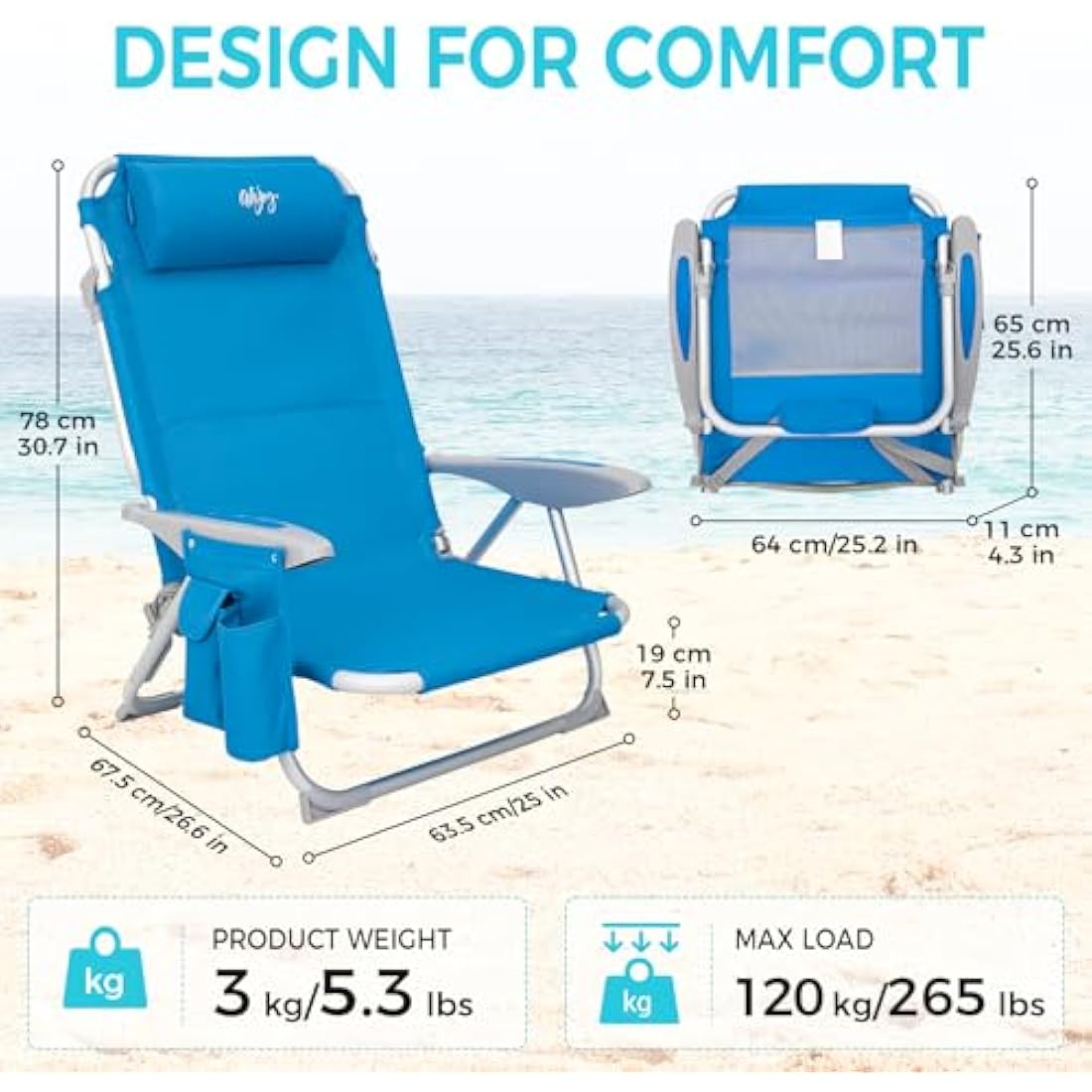 #WEJOY 4-Position Adjustable Beach Chair | Lightweight Aluminum Folding Seat