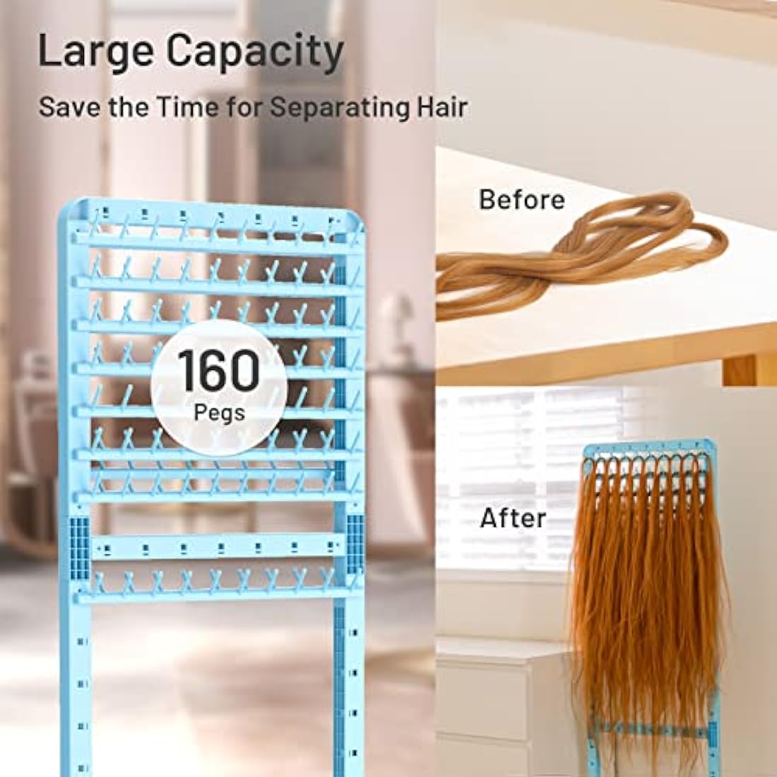 Yumkfoi 160 Pegs Braiding Hair Rack – Adjustable Double-Sided Stand