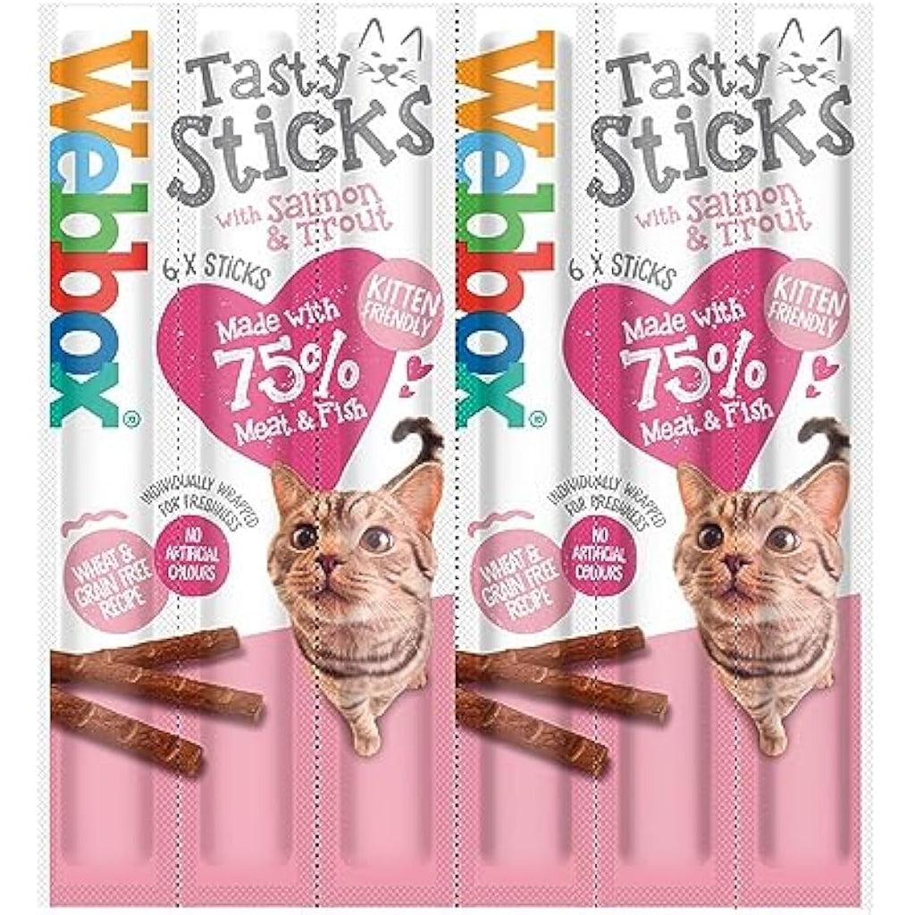 Webbox Tasty Sticks Cat Treats | Salmon & Trout | Grain Free (150 Sticks)