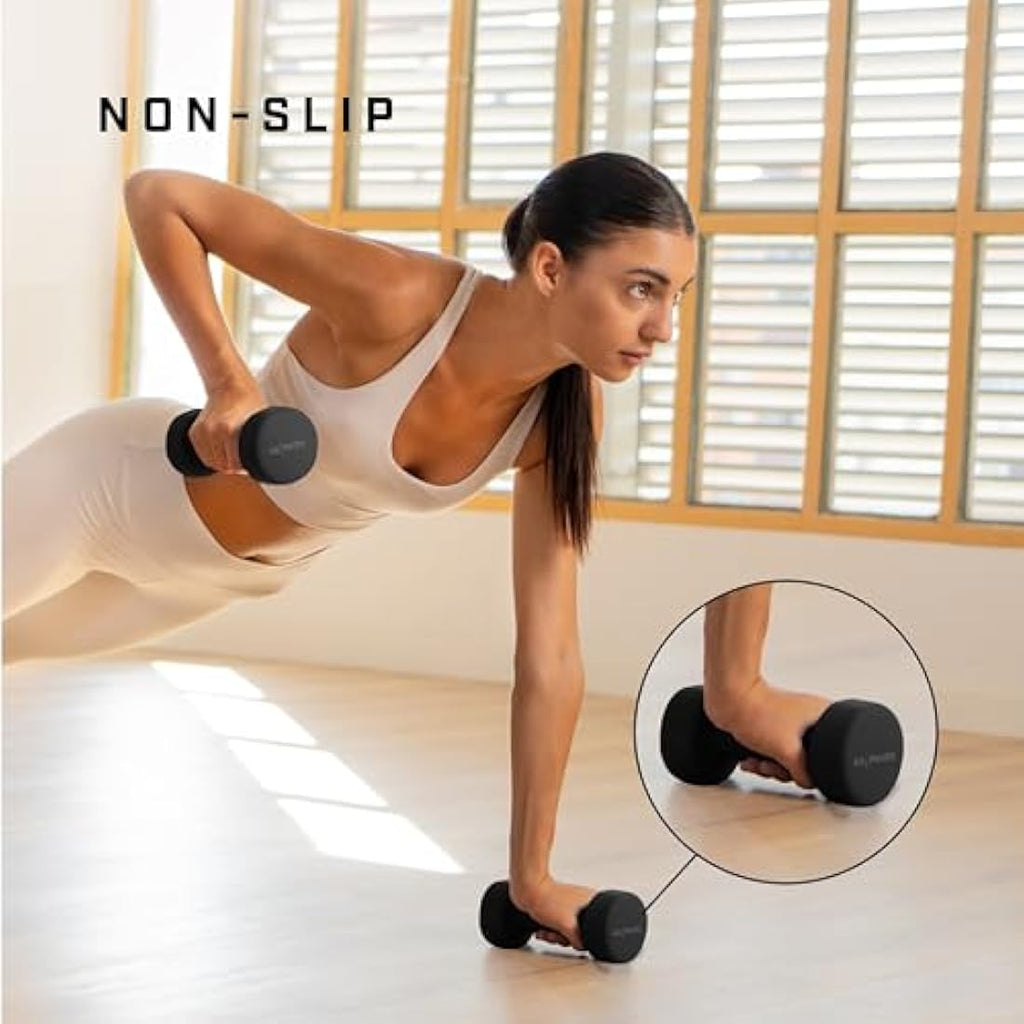 KG Physio Neoprene Dumbbells Set – Anti-Roll Cast Iron Hand Weights