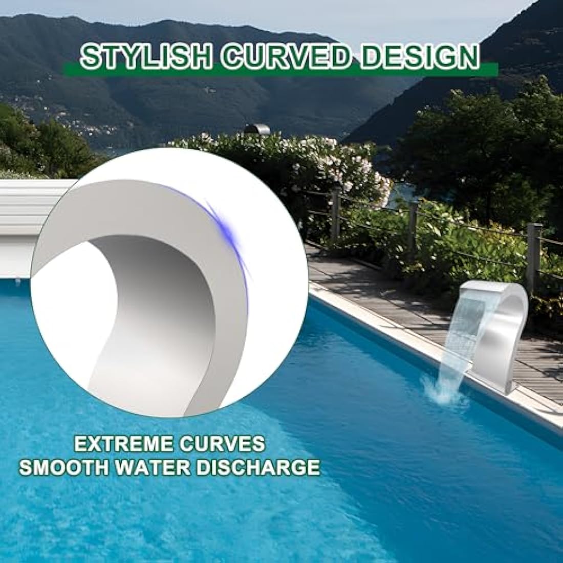 S-Shaped Stainless Steel Waterfall Spillway Pool Fountain – 52cm