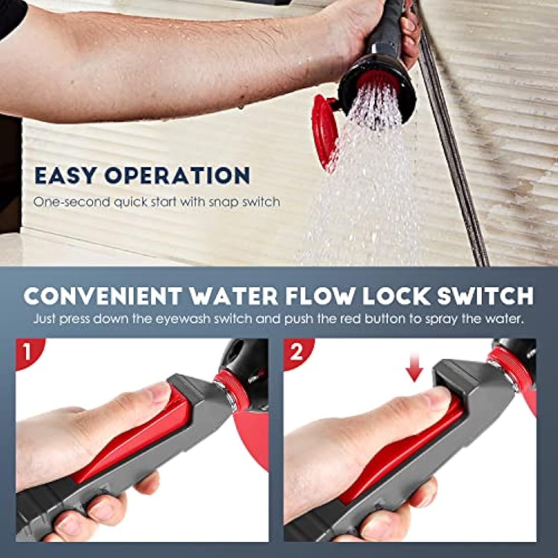 CGOLDENWALL Handheld Emergency Eyewash Station | Single Head Unit