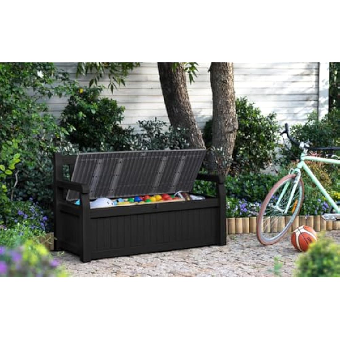 Keter Eden 265L Outdoor Garden Storage Bench – Weatherproof Resin