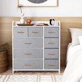 LYNCOHOME 9-Drawer Fabric Dresser | Sturdy Steel Storage Unit - Snow Gray