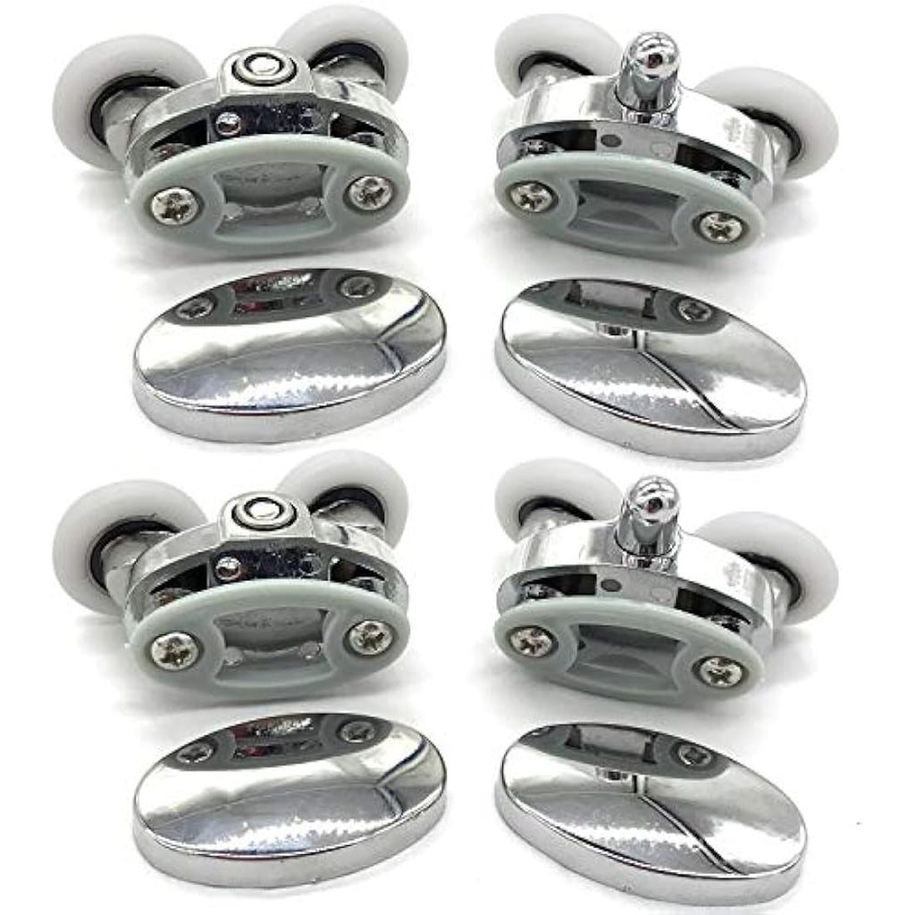 YUANQIAN Twin Wheel Shower Door Rollers | 25mm Oval Butterfly Set of 4