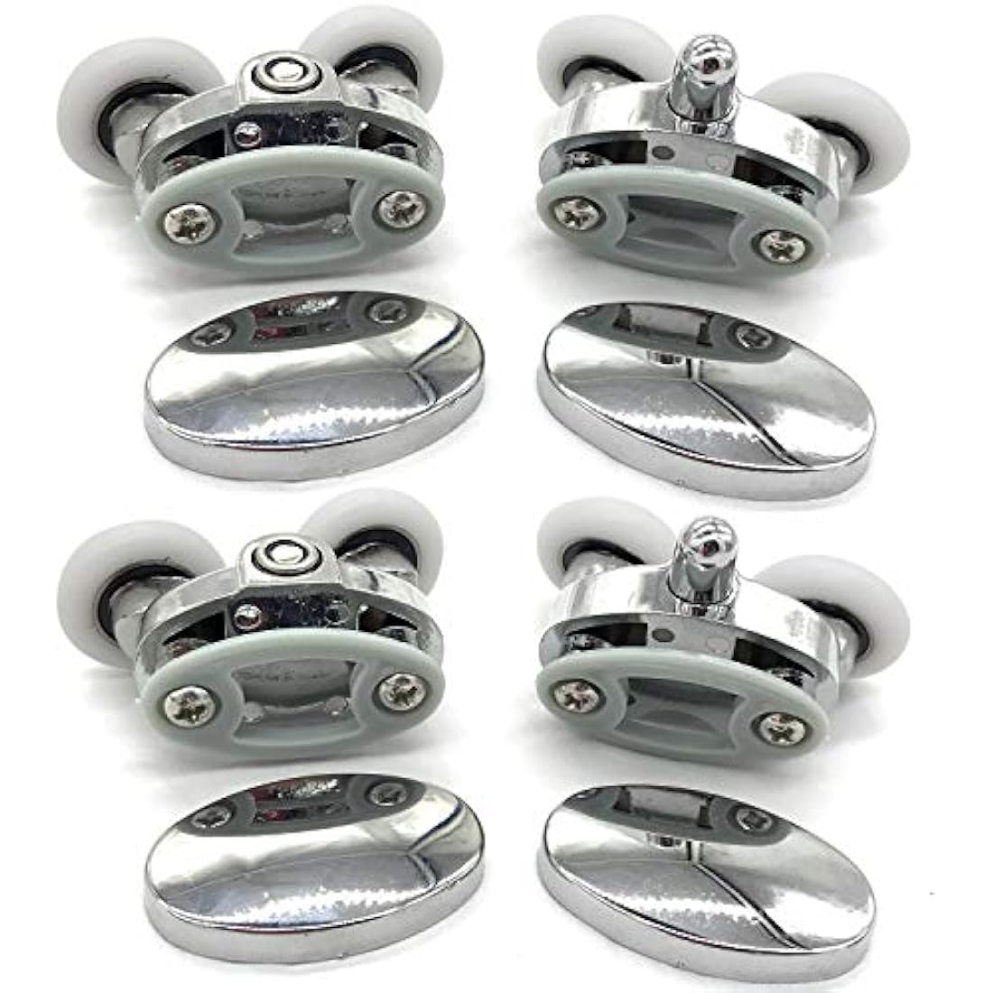 YUANQIAN Twin Wheel Shower Door Rollers | 25mm Oval Butterfly Set of 4
