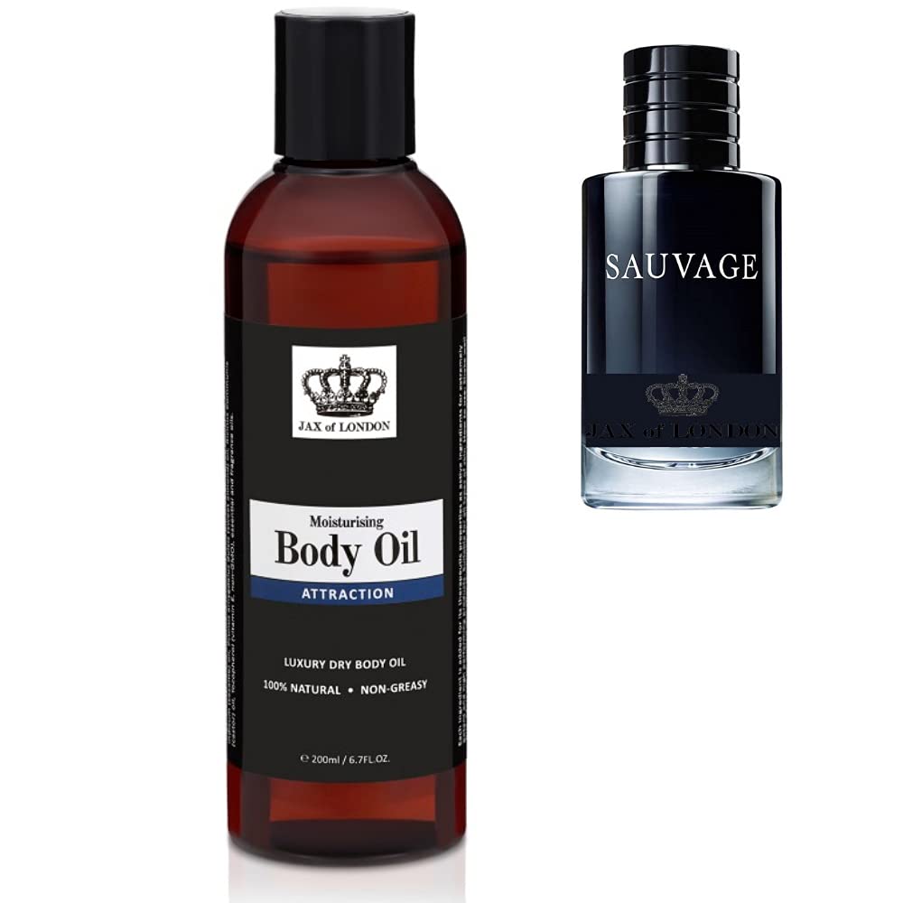 Jax of London Attraction Men's Body Oil – Moisturising Massage Oil 200ml