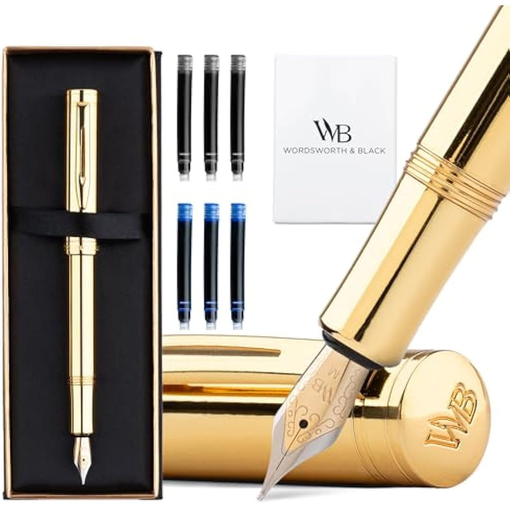Wordsworth and Black Luxury EDC Fountain Pen - Gold Finish Pocket Set
