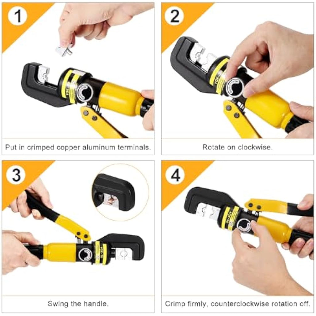 HSEAMALL 10-Ton Hydraulic Crimping Tool for 4-70mm² Copper Terminals