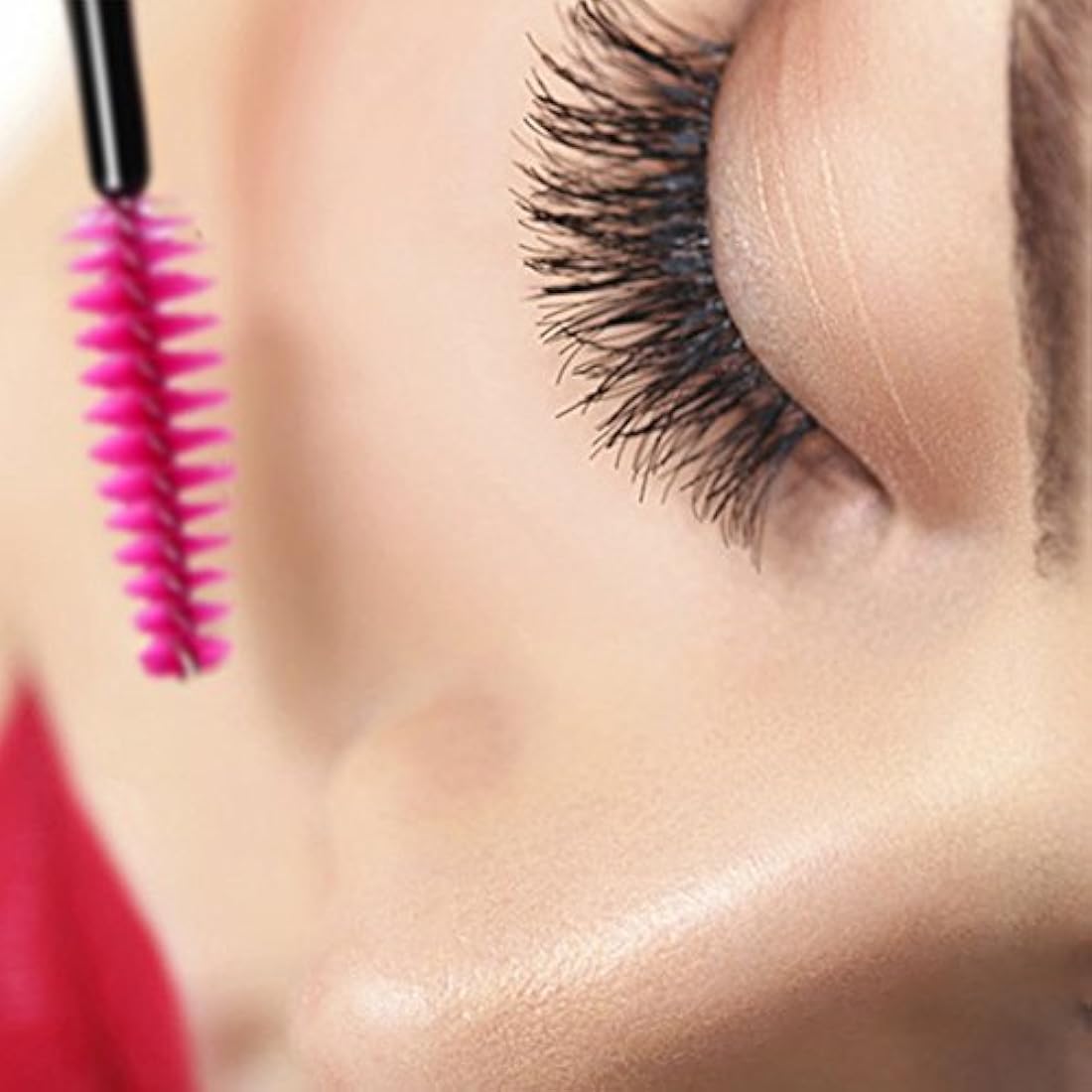 G2PLUS 100 PCS Rose Disposable Mascara Wands | Eyelash Spoolie Brushes