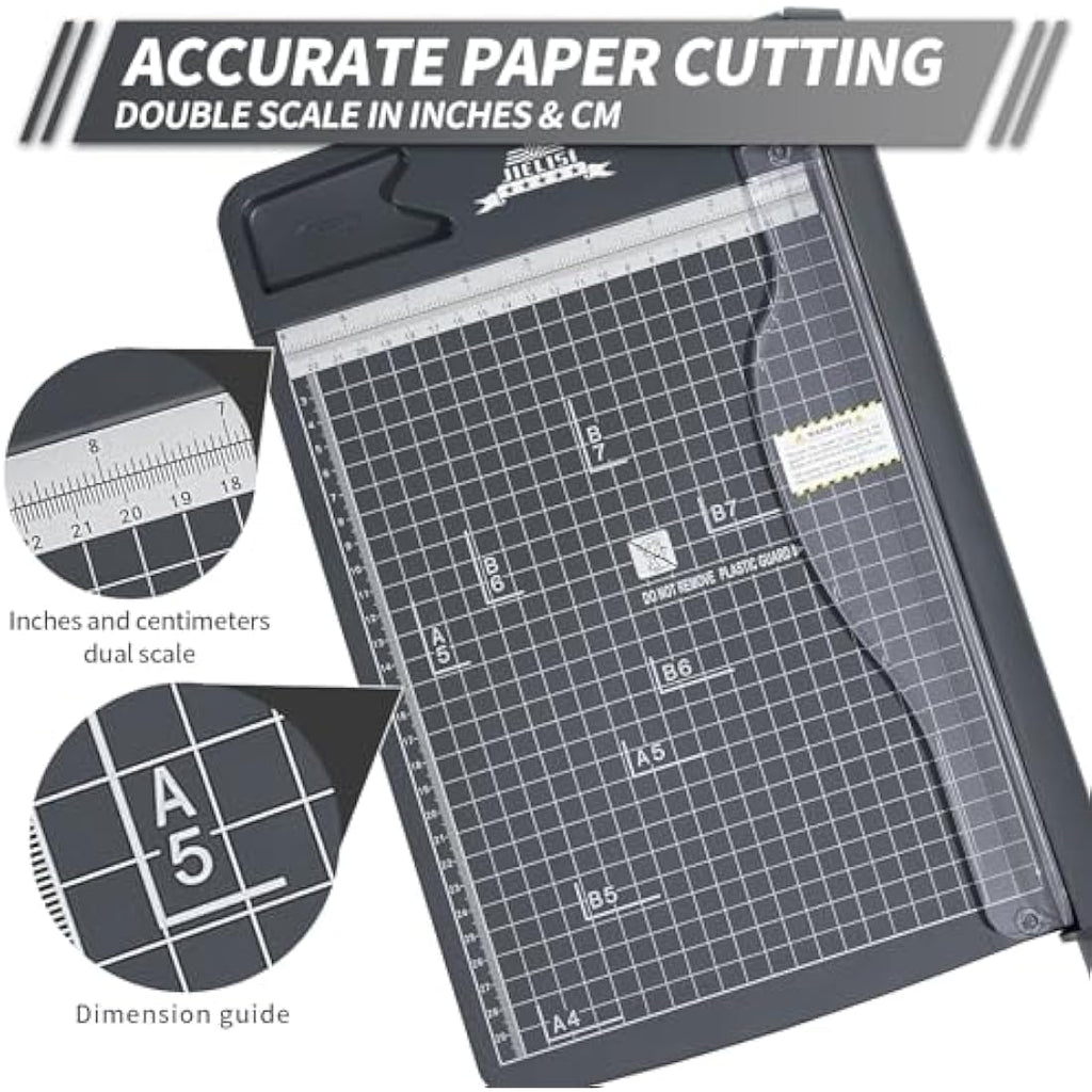 JIELISI 12-Inch Guillotine Paper Cutter | 12-Sheet Heavy Duty Trimmer