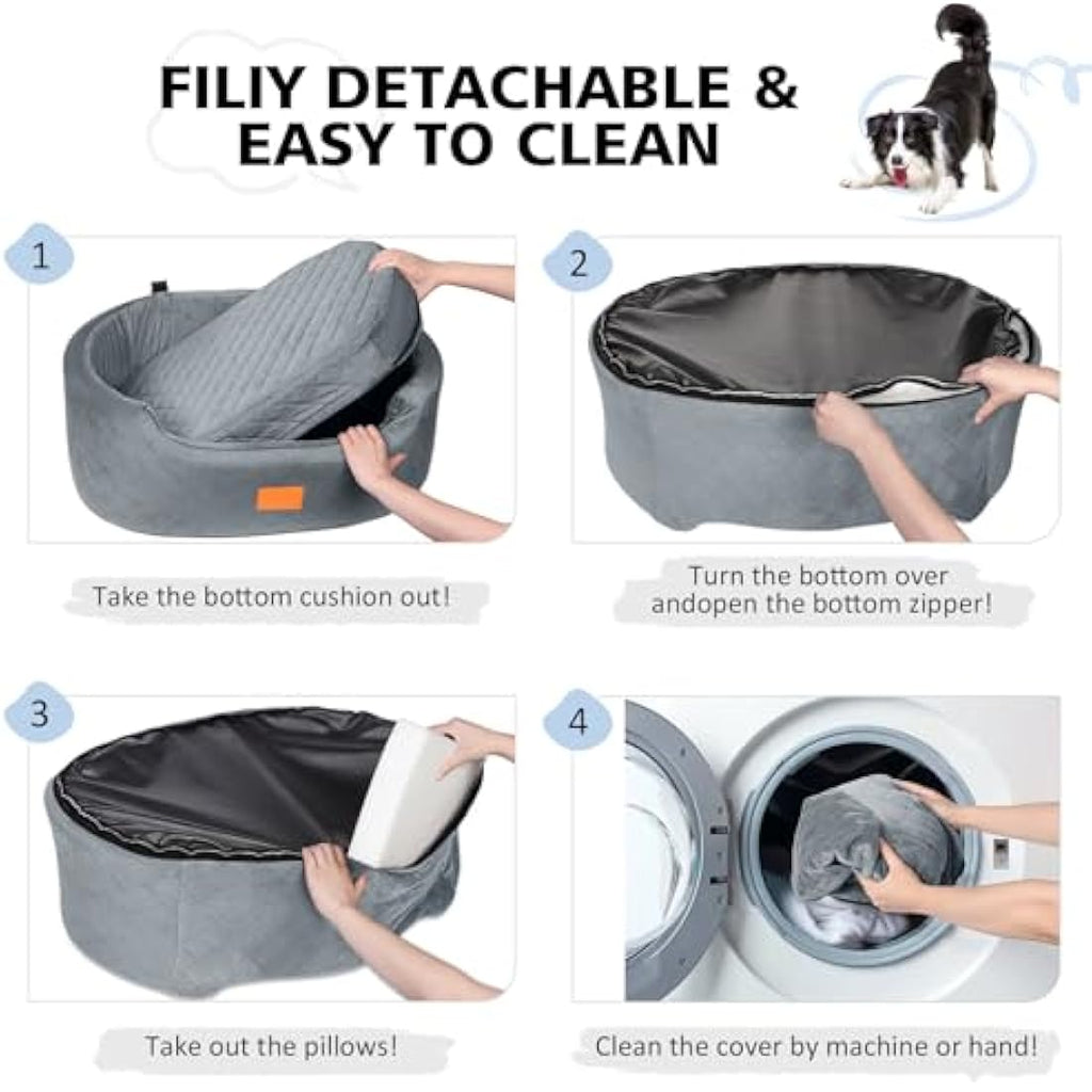 Dog Car Seat – Large Pet Booster Bed for SUV & Car, Gray