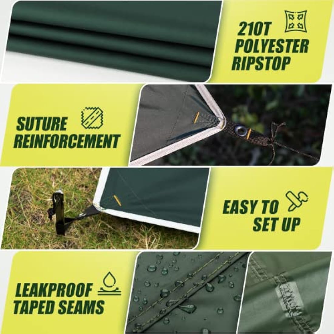 Bessport Waterproof Camping Tent Tarp | PU3000mm Ripstop Hammock Rainfly