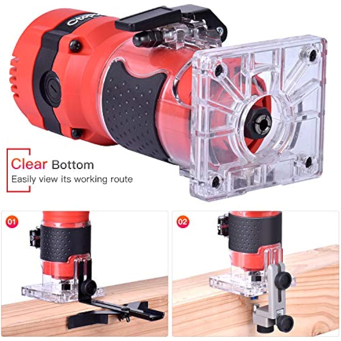 CtopoGo 800W Wood Palm Router Tool - Hand Edge Trimmer with 12 Router Bits