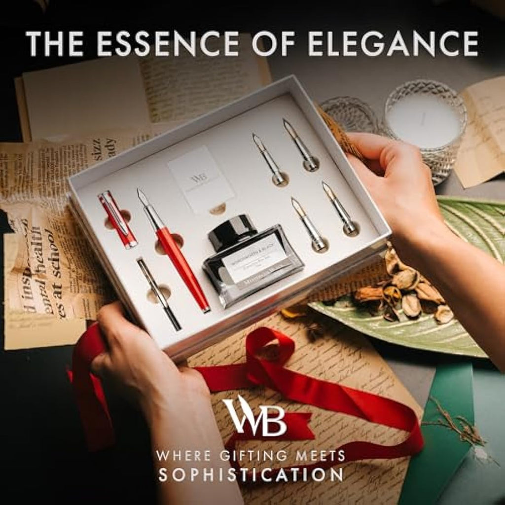 Wordsworth & Black Fountain Pen Gift Set with Ink and Nibs – Red Chrome