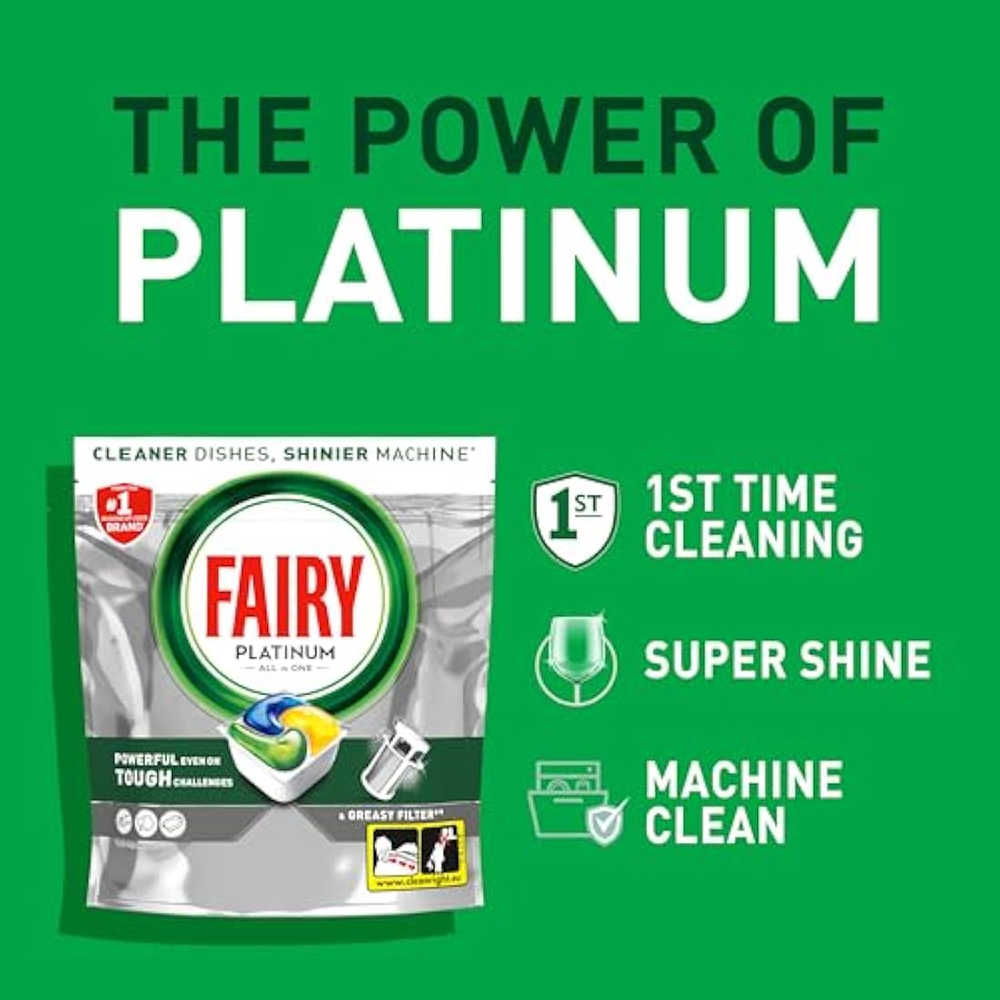 Fairy Platinum All-In-1 Dishwasher Tablets - Lemon - 74 Count Bulk
