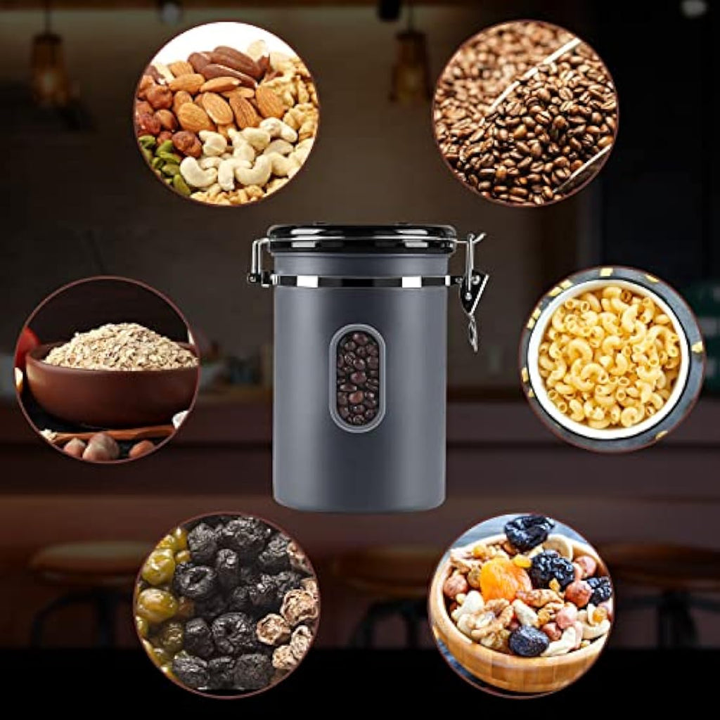 ROCKY&CHAO Airtight Coffee Canister – 2800ml Stainless Steel Storage