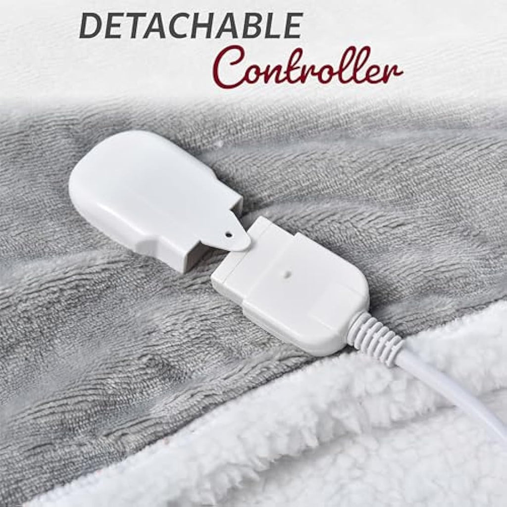 Jolof Store Heated Throw Electric Fleece Blanket - Light Grey 160x130cm