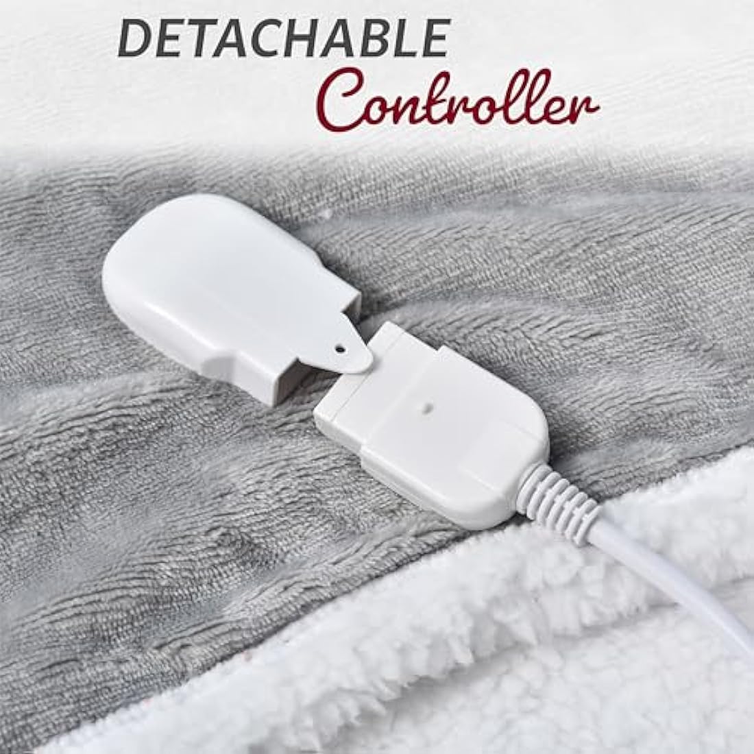 Jolof Store Heated Throw Electric Fleece Blanket - Light Grey 160x130cm