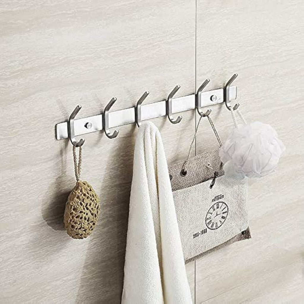 Dripex 304 Stainless Steel Wall Mounted Coat Hook Rack - 6 Hooks, 2 Pack