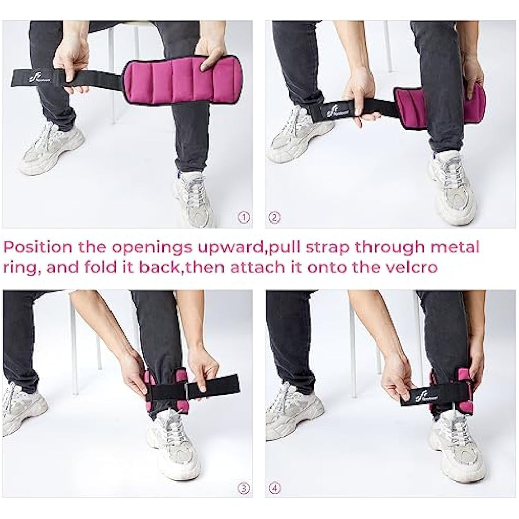 Sportneer Adjustable Ankle Weights Set | Neoprene Wrist Straps 0.9-4.5kg